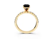 Open Basket Engagement Ring Setting for Fancy Black Radiant Cut Center with Pave Band and Prong Head in Yellow Gold