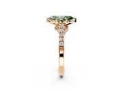 Solitaire Engagement Ring Setting for Fancy Green Marquise Center with Crossover Accents and Prong Head in Rose Gold
