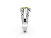 Halo Engagement Ring Setting for Fancy Yellow Pear-Shaped Center with Wide-Open Pave Split Shank and Prong Head in Platinum