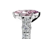 Solitaire Engagement Ring Setting for Fancy Pink Marquise Center with Pave Cathedral Shoulders and Prong Head in Platinum