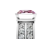 Bezel Engagement Ring Setting for Fancy Pink Asscher Cut Center with Wide Channel-Set Band and Bezel Head in Platinum
