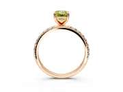 Solitaire Engagement Ring Setting for Fancy Yellow Emerald Cut Center with Micro Pave Band and Prong Head in Rose Gold