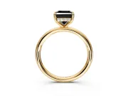 Hidden Halo Engagement Ring Setting for Fancy Black Princess Cut Center with Thin Rounded Band and Prong Head in Yellow Gold