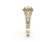 Halo Engagement Ring Setting for Fancy Yellow Princess Cut Center with Narrow Pave Split Shank and Prong Head in Yellow Gold