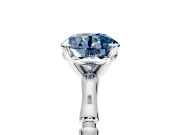 Solitaire Engagement Ring Setting for Fancy Blue Round Cut Center with Bamboo Band and Prong Head in Platinum