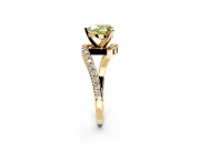 Solitaire Engagement Ring Setting for Fancy Yellow Heart-Shaped Center with Pave Bypass Swirl Band and Prong Head in Yellow Gold
