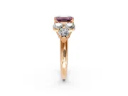 Cluster Engagement Ring Setting for Fancy Pink Emerald Cut Center with Round Cut Accent Frame and Prong Head in Rose Gold