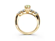 5 Stone Engagement Ring Setting for Fancy Yellow Pear-Shaped Center with Graduated Accents and Prong Head in Yellow Gold