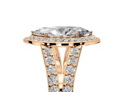 Halo Engagement Ring Setting for Marquise Center with Narrow Pave Split Shank and Prong Head in Rose Gold