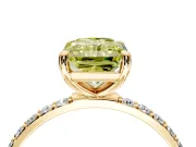 Solitaire Engagement Ring Setting for Fancy Yellow Radiant Cut Center with Pave Accents and Prong Head in Yellow Gold