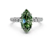 Open Basket Engagement Ring Setting for Fancy Green Marquise Center with Pave Band and Prong Head in Sterling Silver