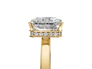 Hidden Halo Engagement Ring Setting for Radiant Cut Center with Wide Flat Plain Band and Prong Head in Yellow Gold