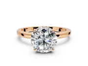 Solitaire Engagement Ring Setting for Round Cut Center with Fine Wire Band and Prong Head in Rose Gold