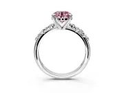 Solitaire Engagement Ring Setting for Fancy Pink Round Cut Center with Trailing Leaf Accent Band and Prong Head in Platinum