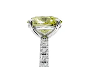 Solitaire Engagement Ring Setting for Fancy Yellow Oval Center with Fine Pave Narrow Band and Prong Head in White Gold