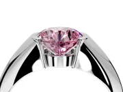 Tension Engagement Ring Setting for Fancy Pink Round Cut Center with Wide Tapered Band and Tension Head in Sterling Silver