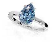 Hidden Halo Engagement Ring Setting for Fancy Blue Pear-Shaped Center with Wide Flat Plain Band and Prong Head in White Gold