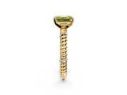 Rope Engagement Ring Setting for Fancy Yellow Emerald Cut Center with Accent Shoulders and Prong Head in Yellow Gold