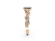 Solitaire Engagement Ring Setting for Emerald Cut Center with Bar-Station Pave Twist and Prong Head in Rose Gold