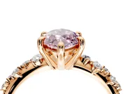 Solitaire Engagement Ring Setting for Fancy Pink Marquise Center with Trailing Leaf Accent Band and Prong Head in Rose Gold