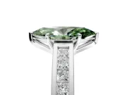 Solitaire Engagement Ring Setting for Fancy Green Marquise Center with Princess Cut Channel Band and Prong Head in Platinum