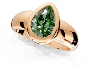 Solitaire Engagement Ring Setting for Fancy Green Pear-Shaped Center with Wide Band and Bezel Head in Rose Gold