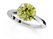 Solitaire Engagement Ring Setting for Fancy Yellow Round Cut Center with Open Cathedral Shoulders and Prong Head in Sterling Silver