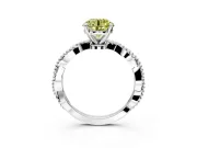 Solitaire Engagement Ring Setting for Fancy Yellow Round Cut Center with Twist Band and Bead Prong Head in Platinum