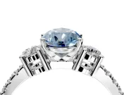 3 Stone Engagement Ring Setting for Fancy Blue Pear-Shaped Center with Round Cut Side Accents and Prong Head in Sterling Silver