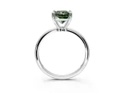 Minimalist Solitaire Engagement Ring Setting for Fancy Green Radiant Cut Center with Thin Band and Prong Head in Platinum