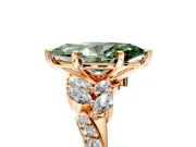 Solitaire Engagement Ring Setting for Fancy Green Marquise Center with Marquise Accent Twist Band and Prong Head in Rose Gold