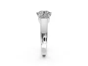 Solitaire Engagement Ring Setting for Round Cut Center with Wide Band, Pave Collar and Prong Head in Sterling Silver