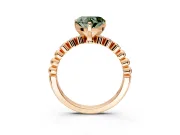 Solitaire Engagement Ring Setting for Fancy Green Heart-Shaped Center with Bezel-Dot Beaded Band and Prong Head in Rose Gold