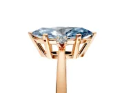 3 Stone Engagement Ring Setting for Fancy Blue Marquise Center with Low-Set Round Cut Accents and Prong Head in Rose Gold