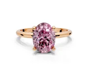 Minimalist Solitaire Engagement Ring Setting for Fancy Pink Oval Center with Thin Band and Prong Head in Rose Gold