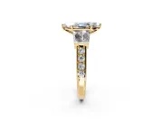 Channel-Set Engagement Ring Setting for Marquise Center with Baguette Band and Prong Head in Yellow Gold