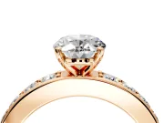 Solitaire Engagement Ring Setting for Oval Center with Channel-Set Accents and Prong Head in Rose Gold