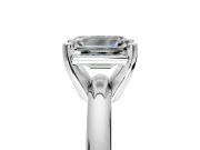 Solitaire Engagement Ring Setting for Emerald Cut Center with Wire Band and Prong Head in Sterling Silver