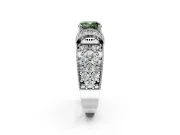 Pave Engagement Ring Setting for Fancy Green Cushion Cut Center with Curved Accent Rows, Openwork and Prong Head in White Gold