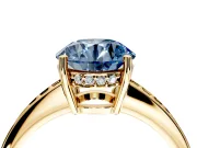 Solitaire Engagement Ring Setting for Fancy Blue Round Cut Center with Channel-Set Accent Band and Prong Head in Yellow Gold