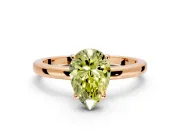 Solitaire Engagement Ring Setting for Fancy Yellow Pear-Shaped Center with Fine Wire Band and Prong Head in Rose Gold