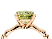 Solitaire Engagement Ring Setting for Fancy Yellow Princess Cut Center with Bamboo Band and Prong Head in Rose Gold