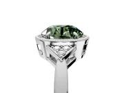 Cluster Engagement Ring Setting for Fancy Green Round Cut Center with Milgrain Shoulder Clusters and Prong Head in Platinum