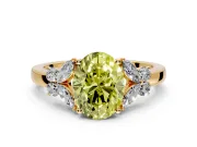 Solitaire Engagement Ring Setting for Fancy Yellow Oval Center with Marquise Flower Shoulders and Prong Head in Yellow Gold