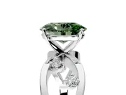 Solitaire Engagement Ring Setting for Fancy Green Oval Center with Criss-Cross Accent Band and Prong Head in Platinum