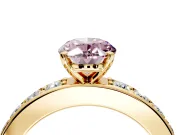 Solitaire Engagement Ring Setting for Fancy Pink Oval Center with Channel-Set Accents and Prong Head in Yellow Gold
