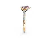 Baguette Engagement Ring Setting for Fancy Pink Pear-Shaped Center with Alternating Bar-Set Band and Prong Head in Yellow Gold