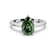 Solitaire Engagement Ring Setting for Fancy Green Pear-Shaped Center with Knife Ridge Band and Claw Prong Head in Sterling Silver
