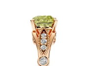 Solitaire Engagement Ring Setting for Fancy Yellow Cushion Cut Center with Marquise and Bezel Accents and Prong Head in Rose Gold
