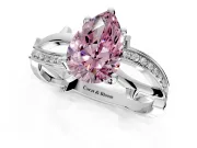 Solitaire Engagement Ring Setting for Fancy Pink Pear-Shaped Center with Pave and Plain Crossover Band and Prong Head in Sterling Silver